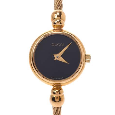 gucci ladies watch 2700.2 l|Gucci 2700.2.L 20mm Black Dial Gold Bangle Quartz Womens .